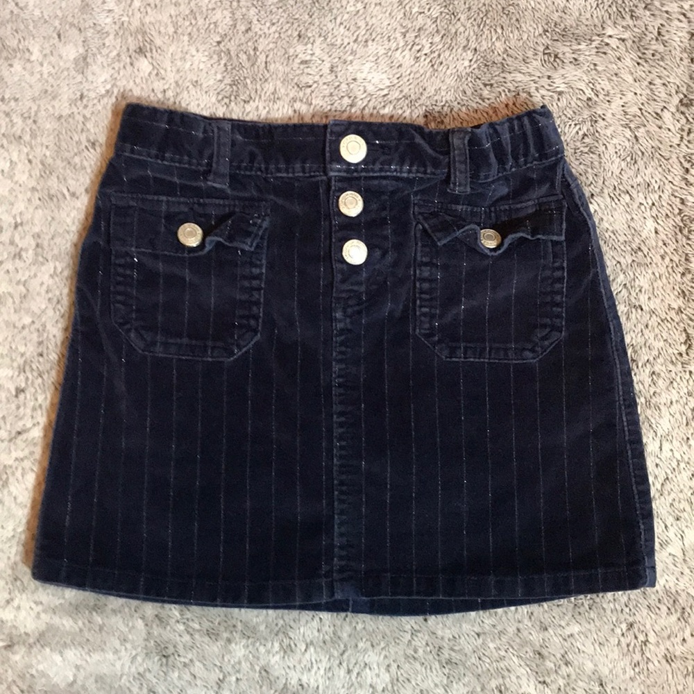 Gap Velvet Navy Blue Glitter Skirt with Buttons